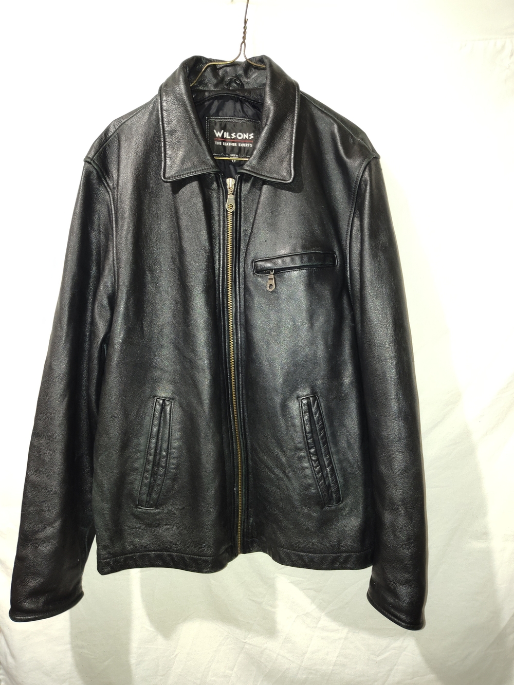 Wilson's Black Leather Zip Front Men's Jacket